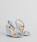 Glam Accent Strappy Metallic Faux Leather Wedges