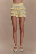 Amy Pointelle Knit Frill Bloomers - Lemon