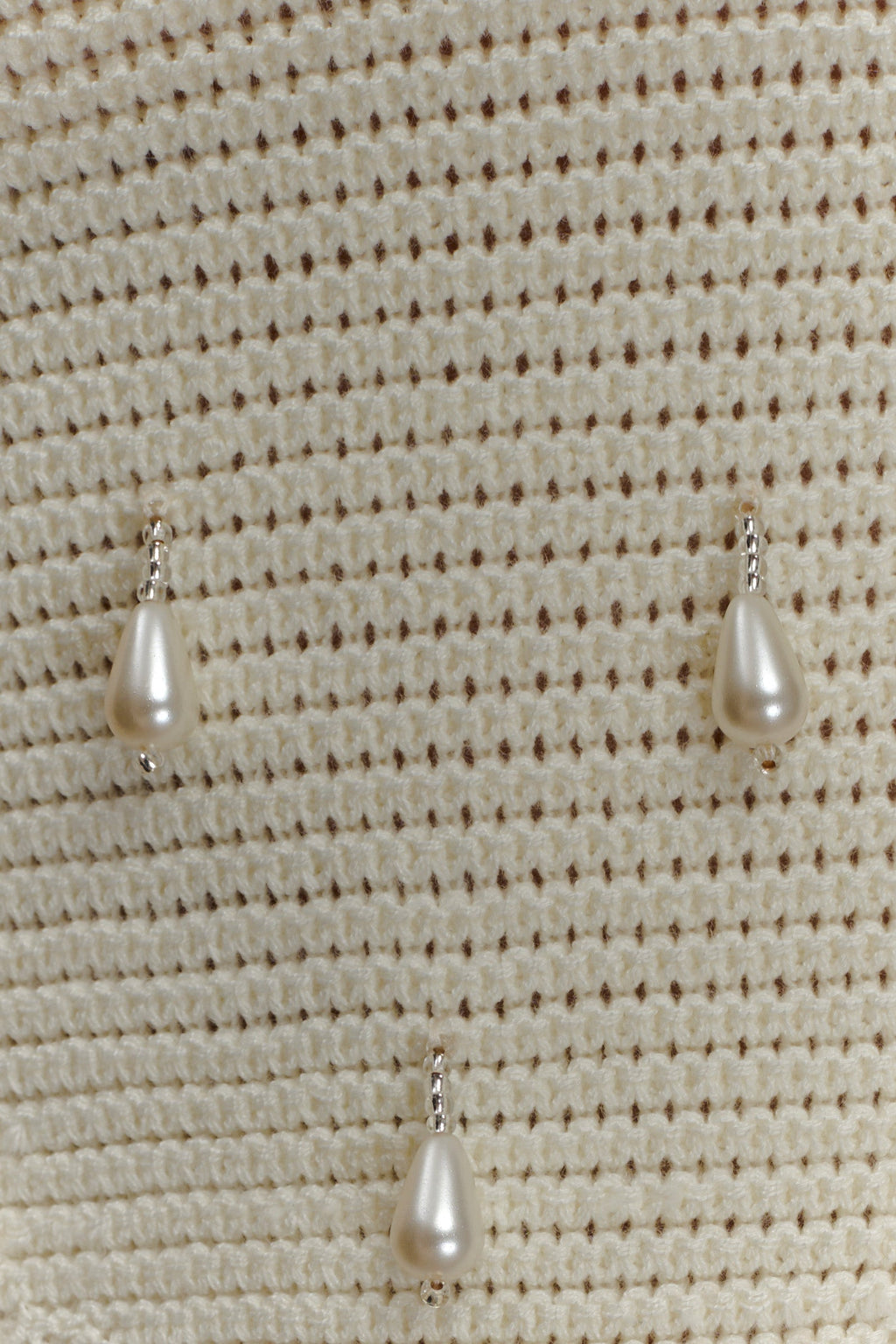 Aletta Knit Pearl Halter Top - Ivory