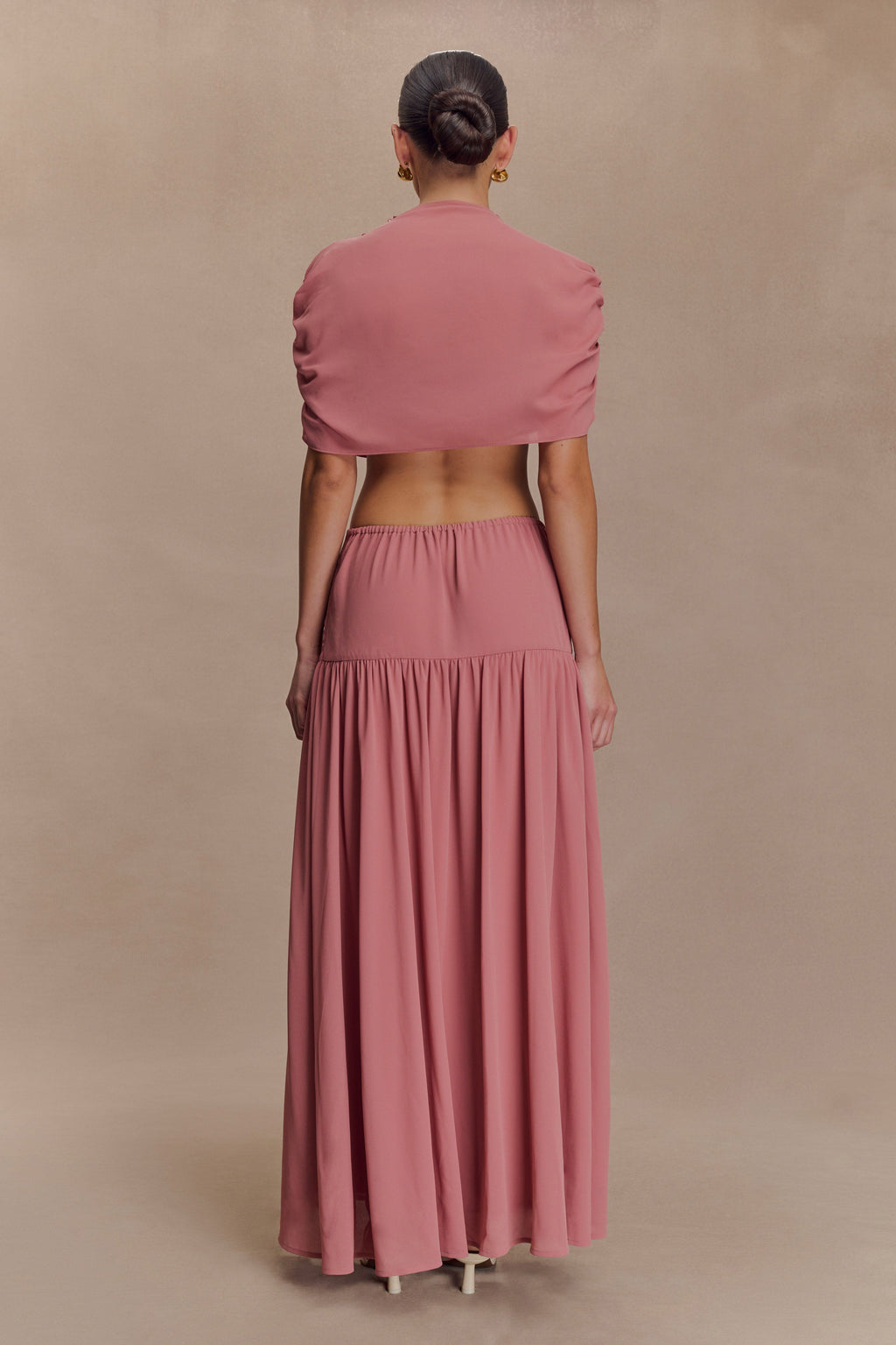 Georgina Chiffon Midi Dress - Burnt Rose