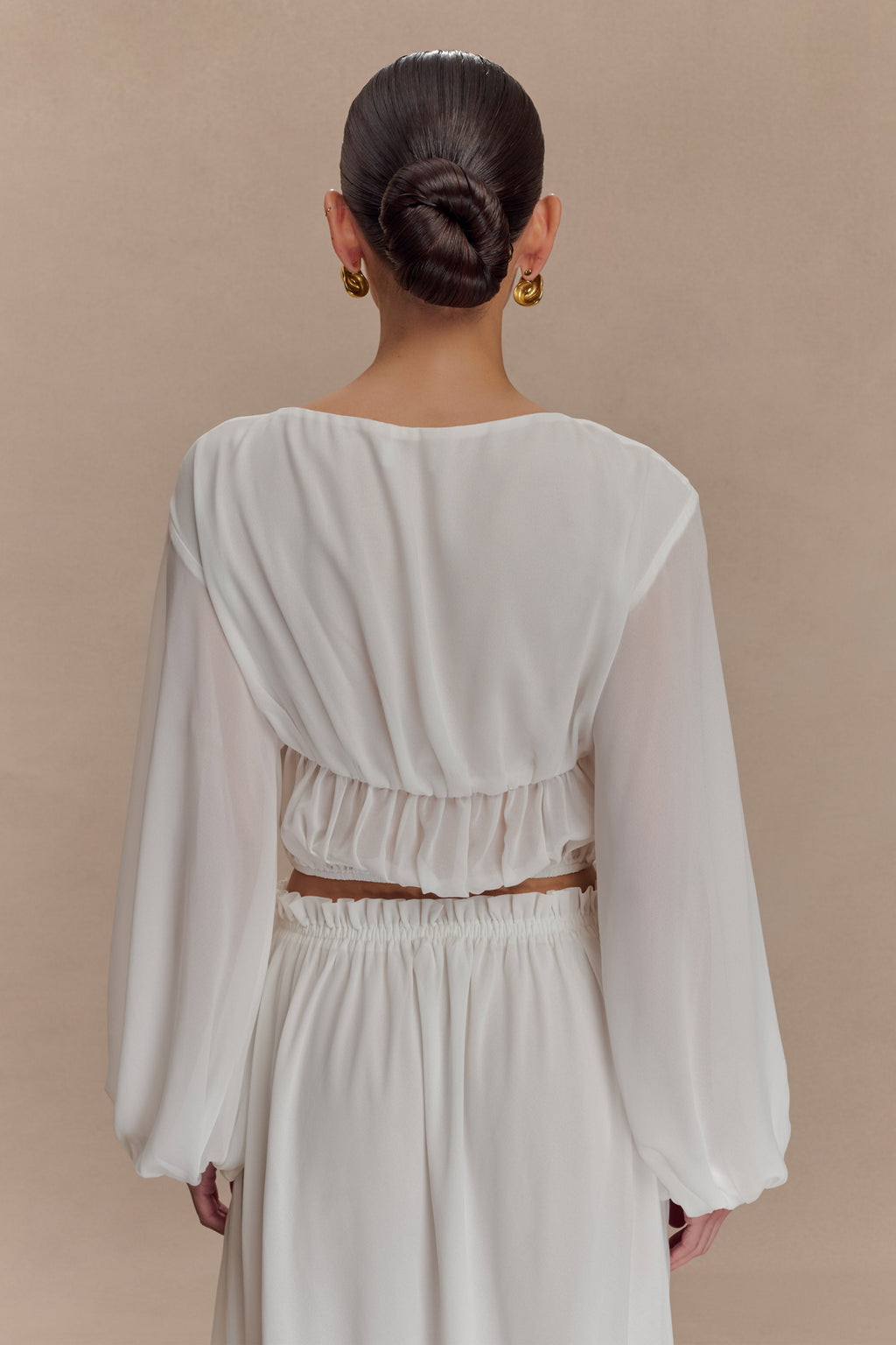 Carlie Chiffon Cross Tie Top - Ivory
