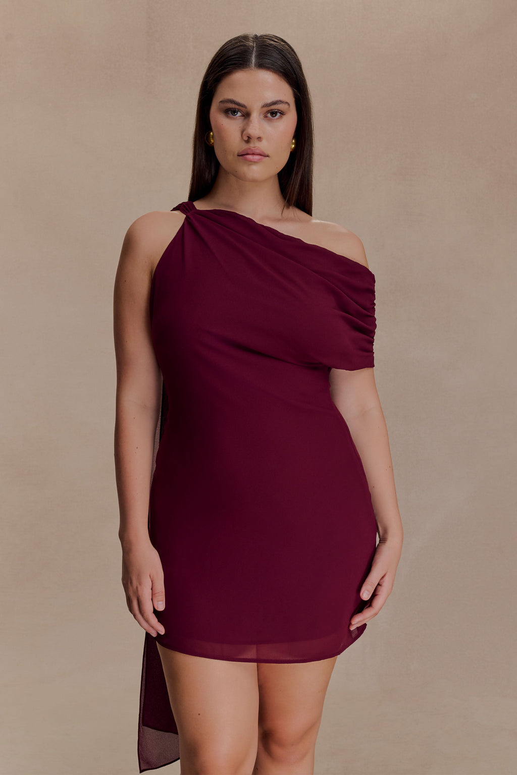 Daisie Chiffon Mini Dress - Wine