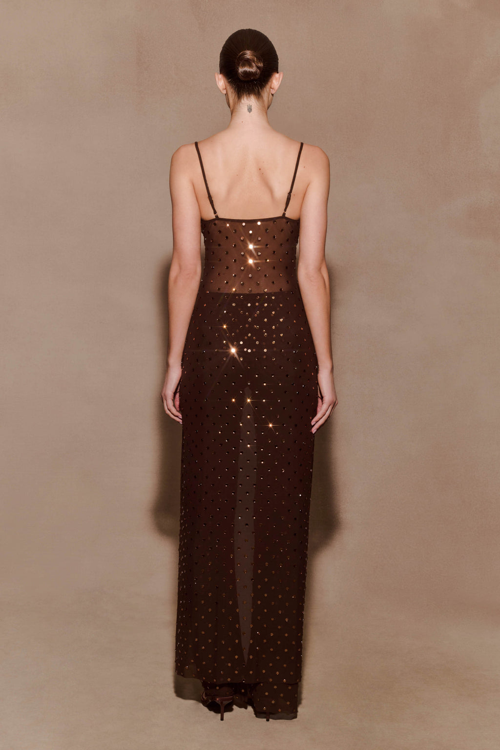 Jackie Longline Diamante Top - Chocolate