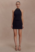Abeda Cotton Top With Hardware - Black