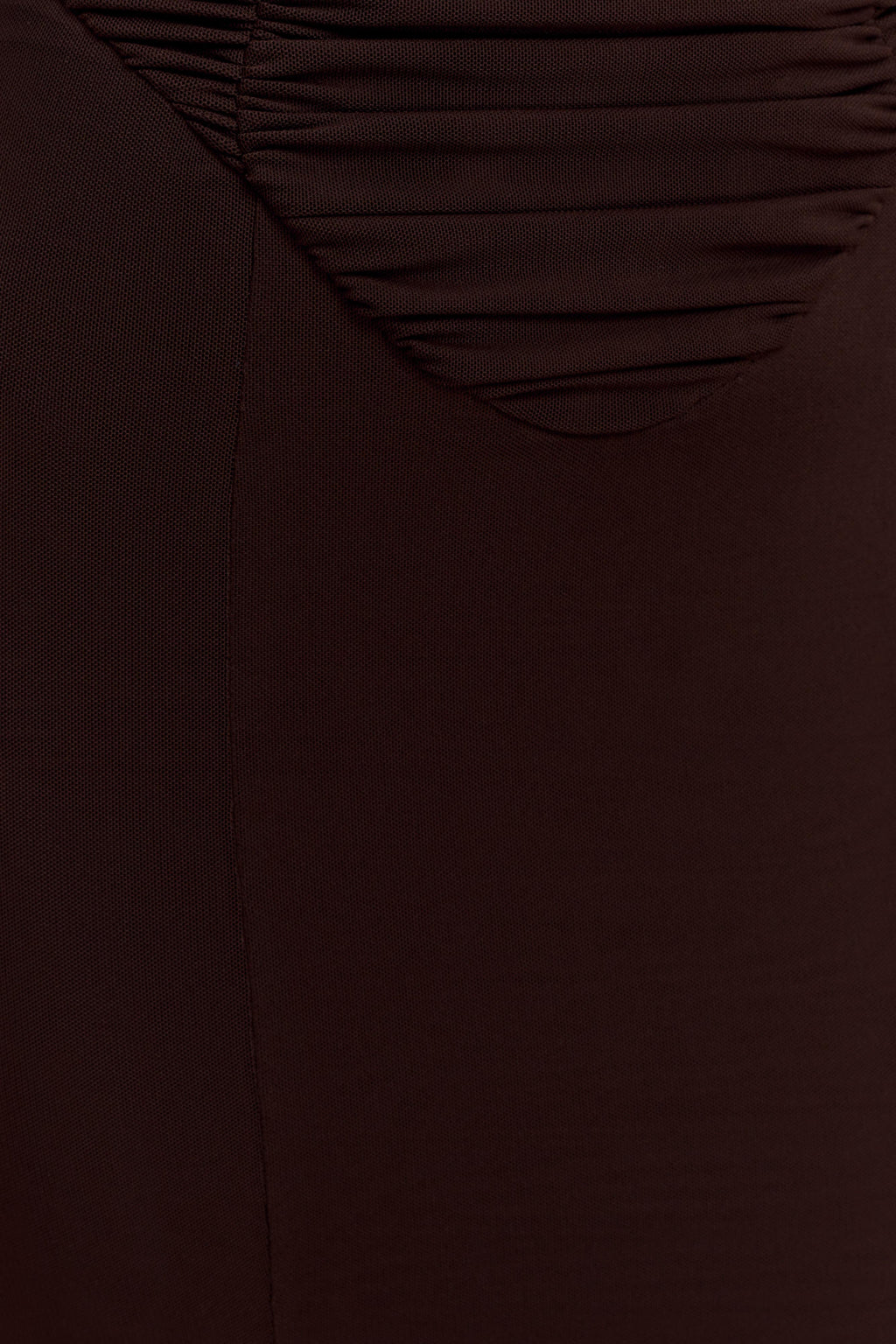 Willa Gathered Mesh Midi Dress - Chocolate