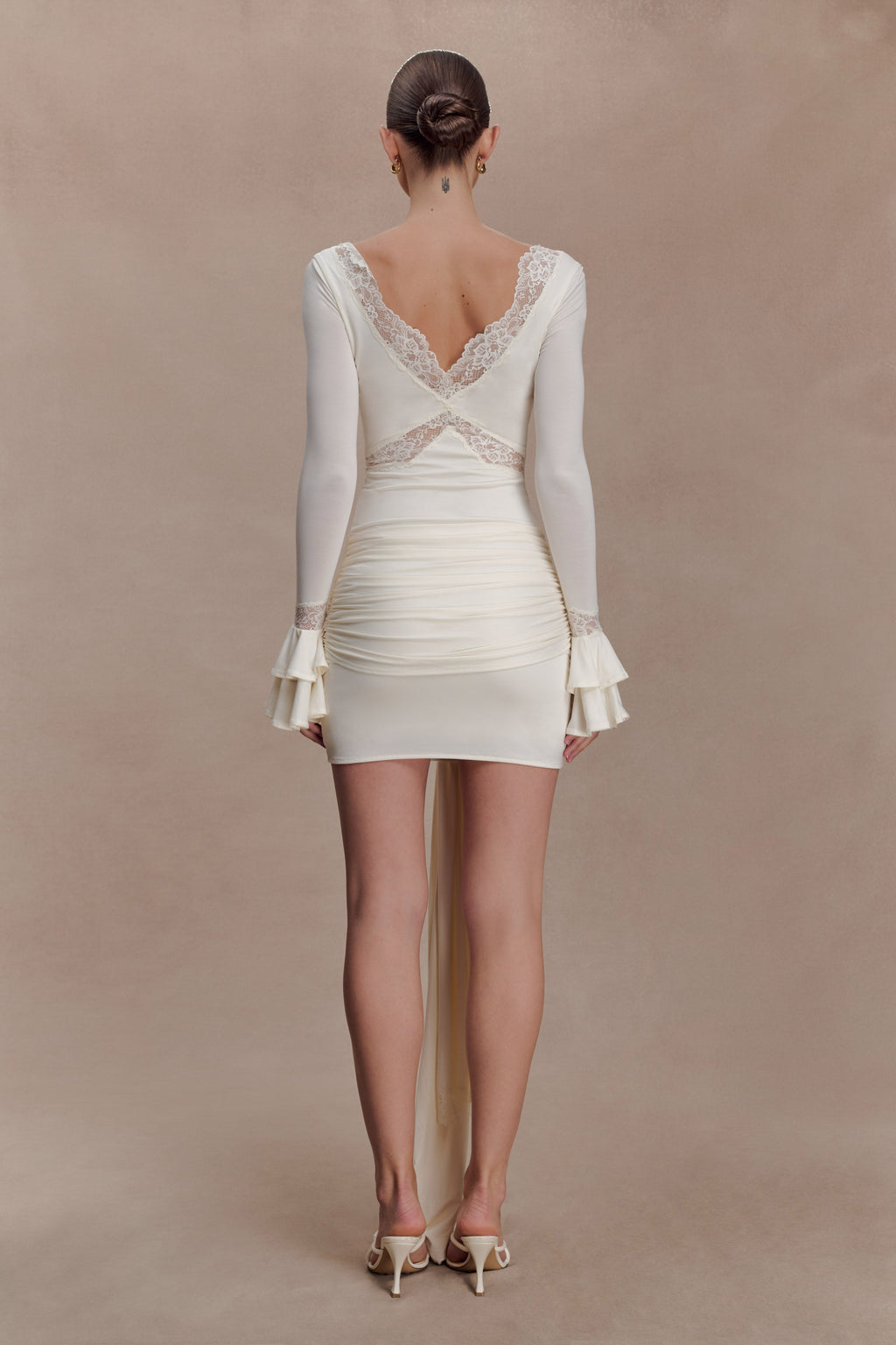 Electra Slinky Lace Mini Dress - Ivory