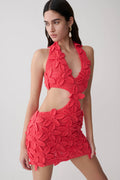 Jaylene Floral Crochet Mini Dress - Pomegranate