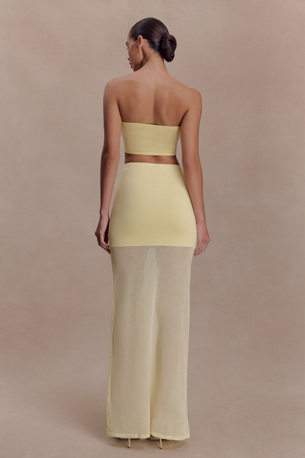 Tanyel Sheer And Bandage Knit Maxi Skirt - Lemon