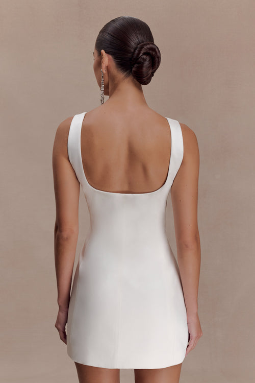 Beth Satin Mini Dress - White