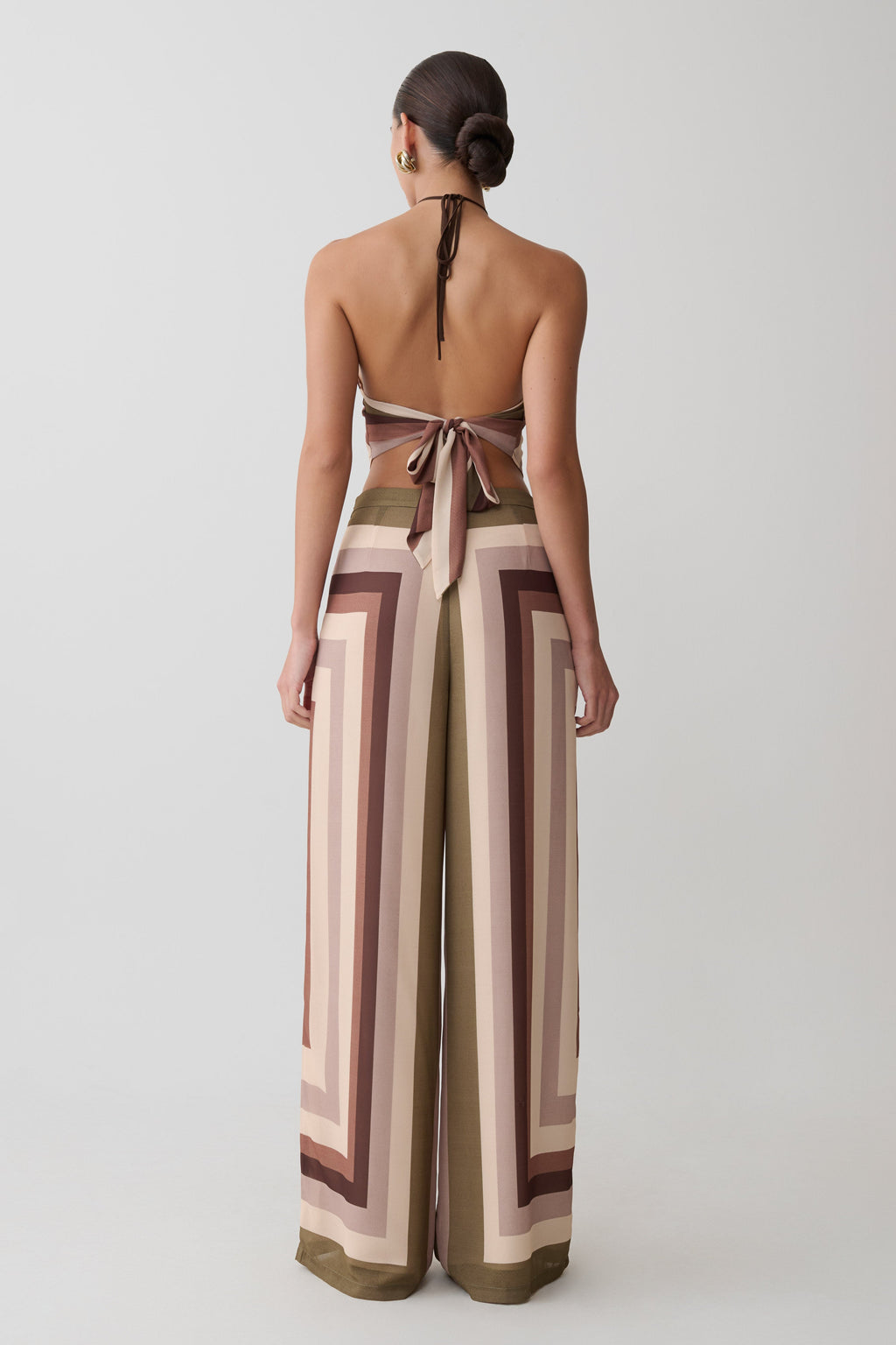 Rachel Chiffon Straight Leg Pants - Multi Stripe