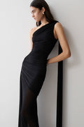 Asher Slinky One Shoulder Maxi Dress - Black