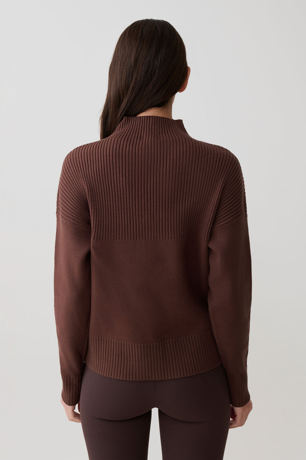 Stanley Ribbed High Neck Jumper - Chocolate