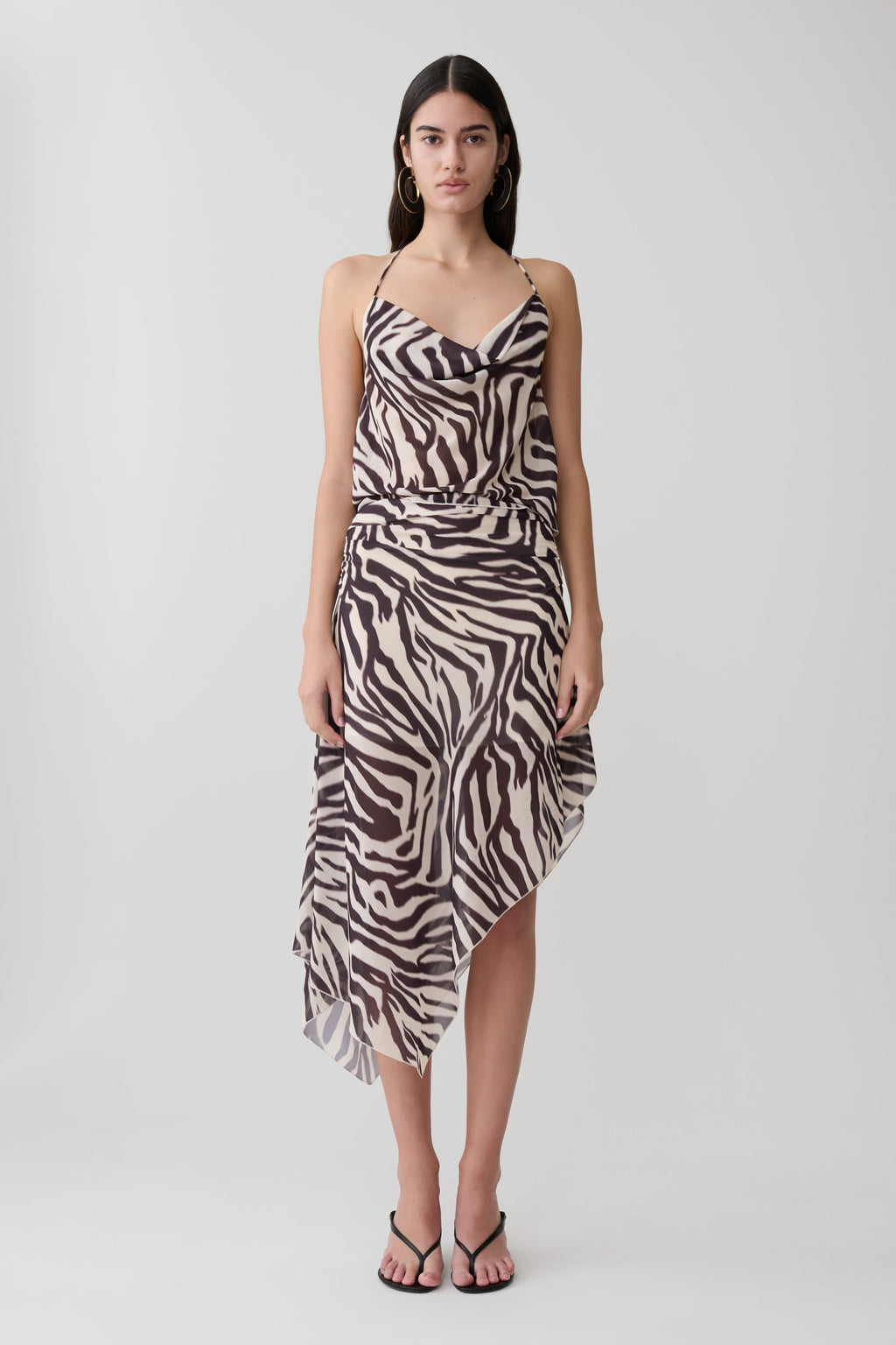 Lana Chiffon Midi Skirt - Abstract Zebra Print