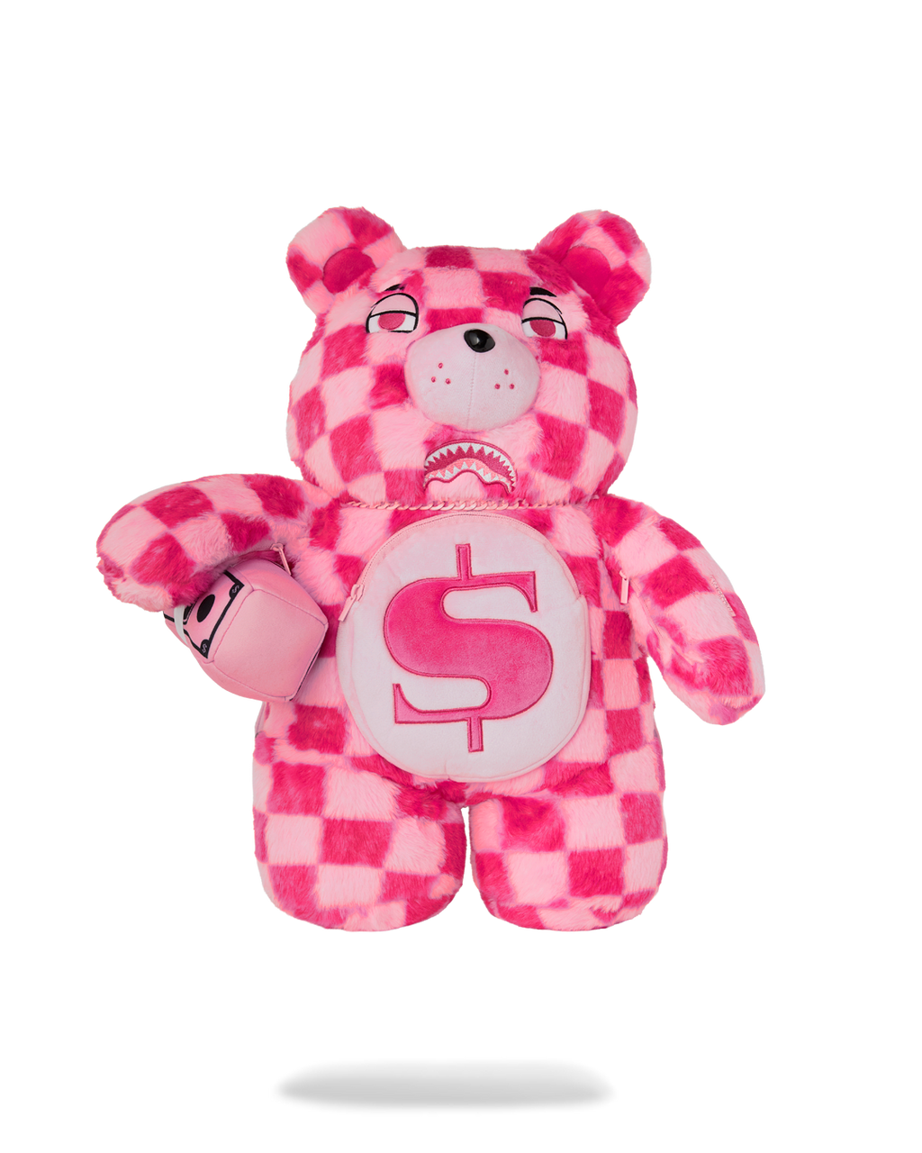 FURZILLA SHARK (PINK CHECK) MONEYBEAR BACKPACK