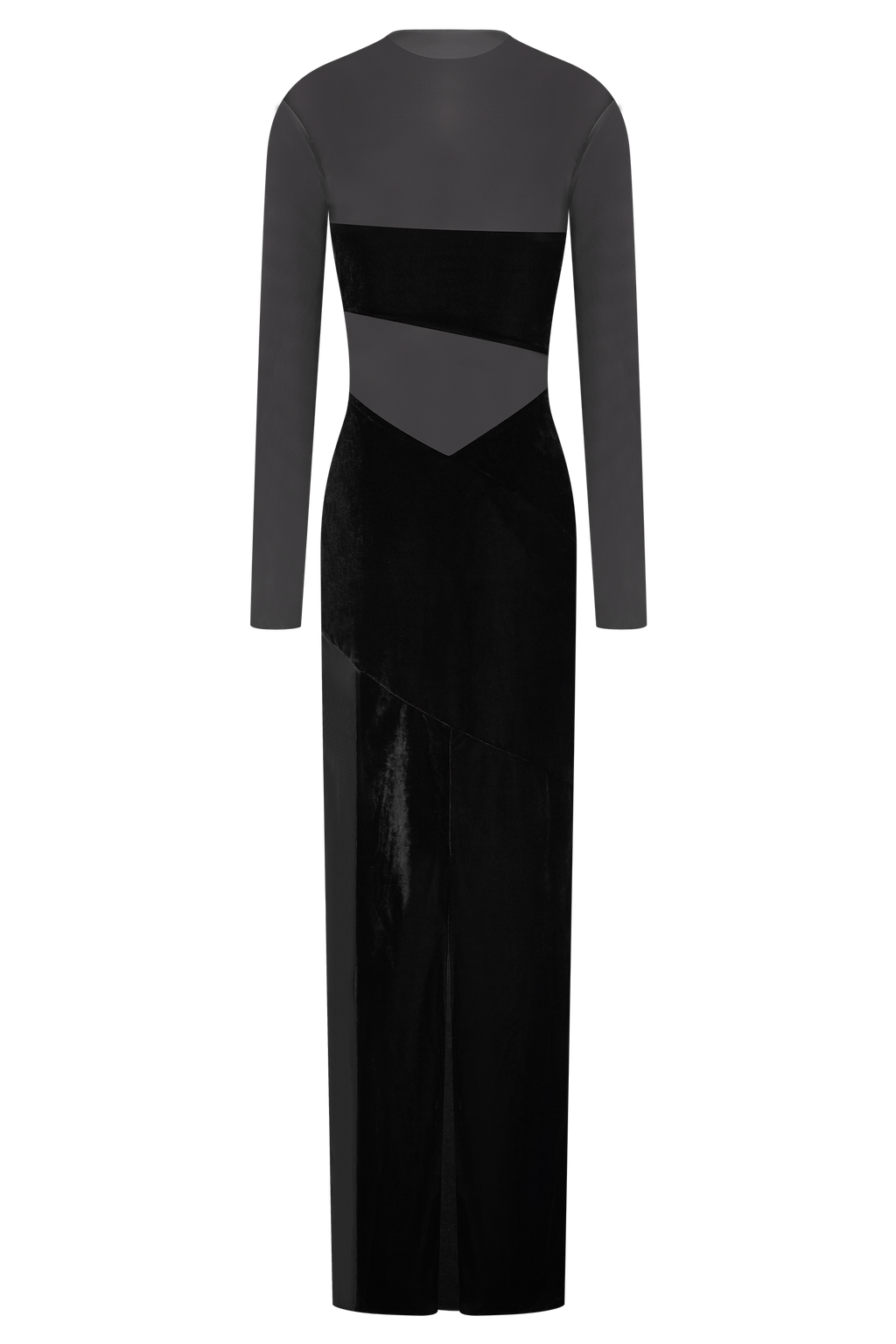 Davina Velvet And Mesh Maxi Dress - Black