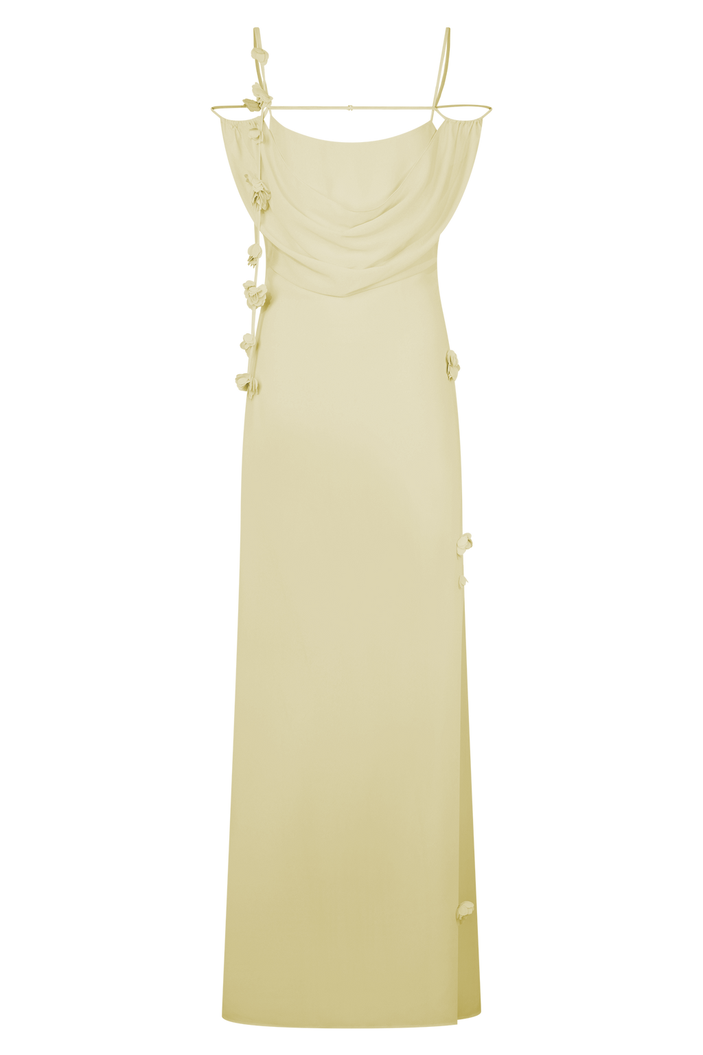Rosalie Floral Chiffon Maxi Dress - Pastel Lemon